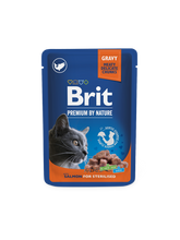 Brit Premium Aliment Humide Chat Chunks in Gravy with Salmon for Sterilised Cats 100 G